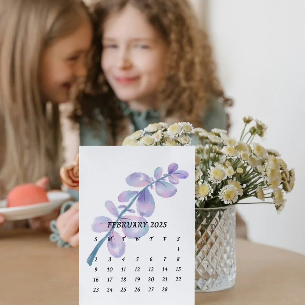 NEW 2025 Floral Watercolors Desk Calendar Cards - 5x7 Calendar Card Refills